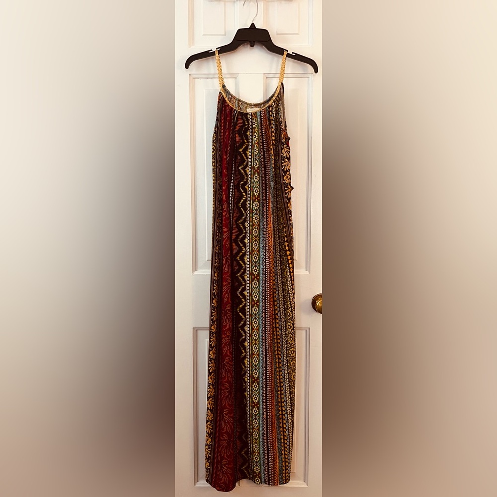 SEVEN ISLANDS Women’s Flowy, Vibrant color Maxi Dress w/ Tassel Belt. Size: (1X) - Picture 3 of 10
